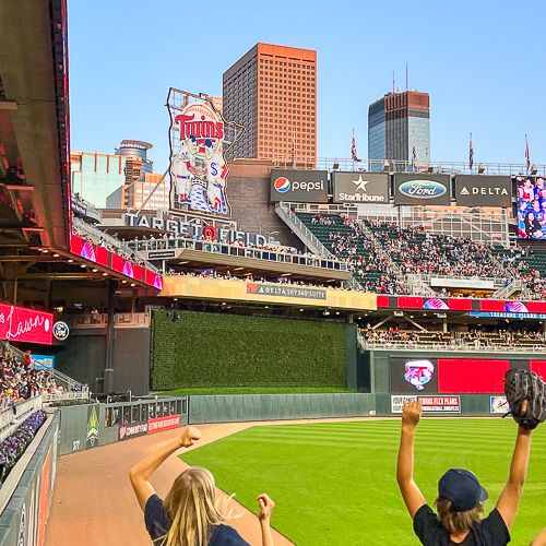 A field shot of Target Field during a baseball game.