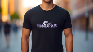 A man wearing a tshirt that says 'Run Minneapolis'.